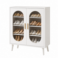 GGIB 2-Door Shoe Cabinet, White Polycarbonate Shoe Storage Organizer with Four Internal Layers