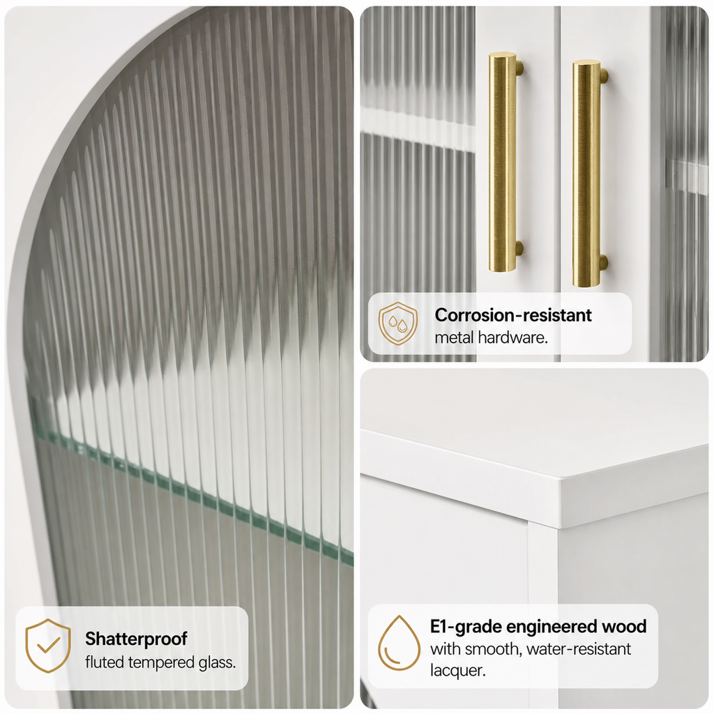 GGIB 2-Door Shoe Cabinet, White Polycarbonate Shoe Storage Organizer with Four Internal Layers