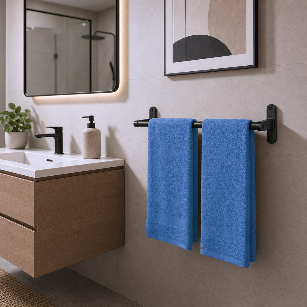 GGIB Matte Black Towel Racks, 24" Rustproof Wall Mounted Towel Holder Bar for Bathroom Accessories