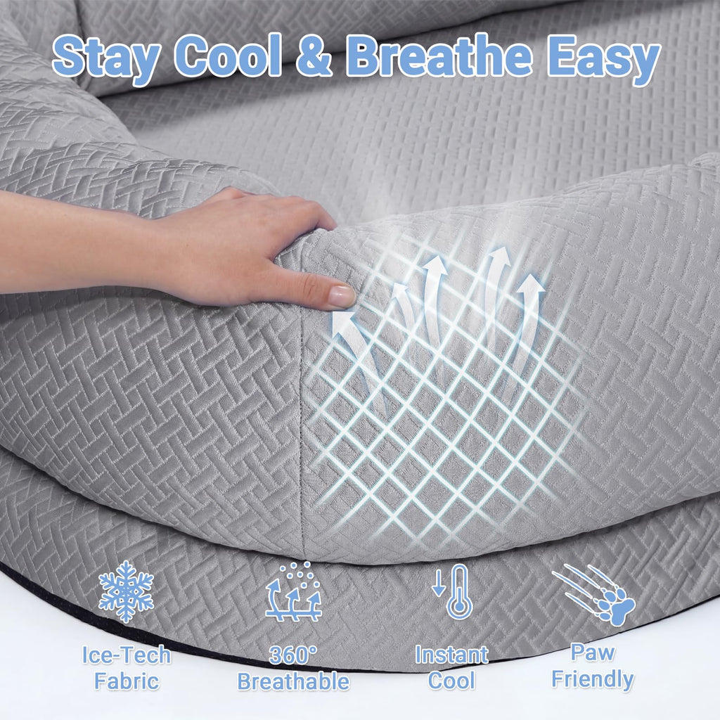 GGIB Cooling Human Dog Bed for Summer, Breathable Washable Floor Lounger for People & Pets, 72"x41"x12", Glacier Grey, Pet Bed for Hot Weather Relaxing